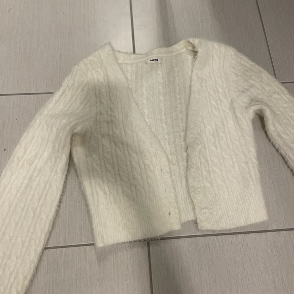 Garage fuzzy white sweater/cardigan in small - Picture 3 of 3